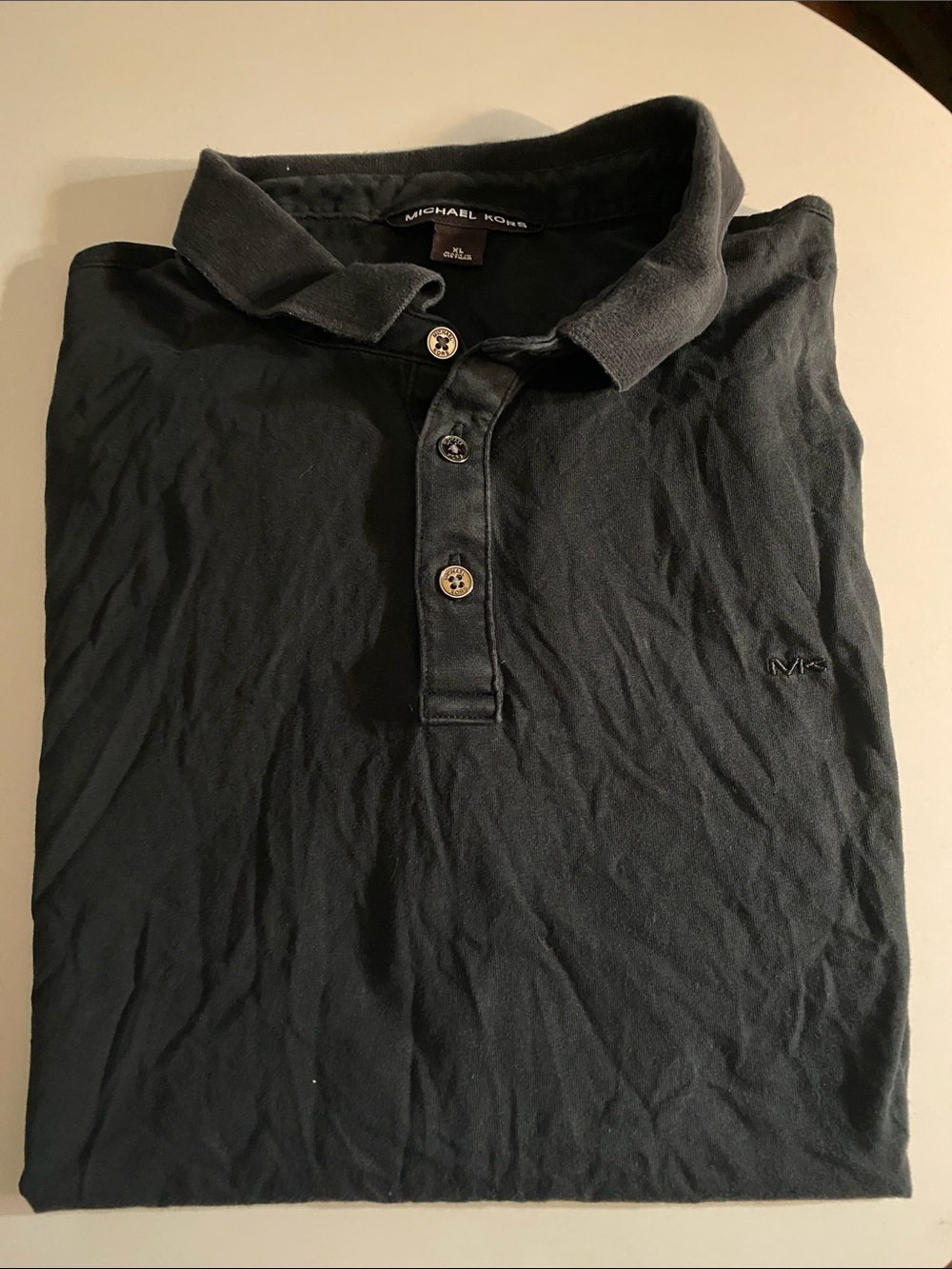 Michael Kors Men's Black Polo with Subtle MK Embroidery Size large